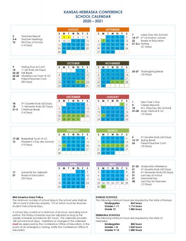Calendar : Topeka Adventist® Christian School Topeka KS